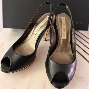 Pura Lopez Peep Toe Platform Slingback 5.5